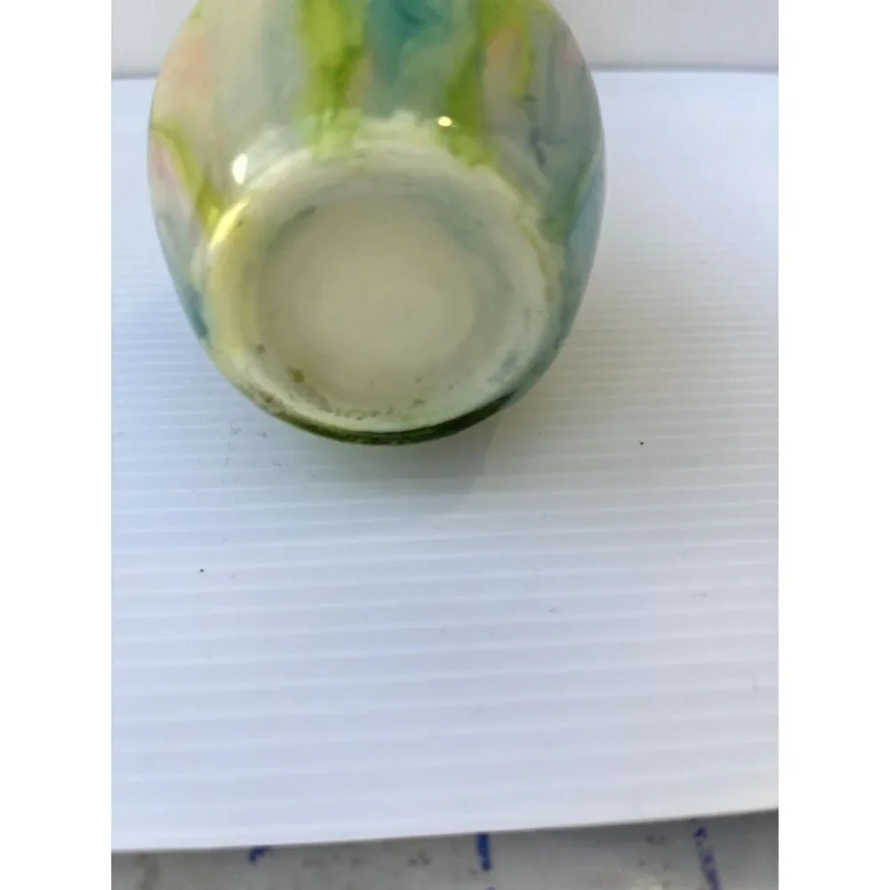 Bud Vase Jack in the Pulpit Vintage Yellow Green Hand Blown Art Glass